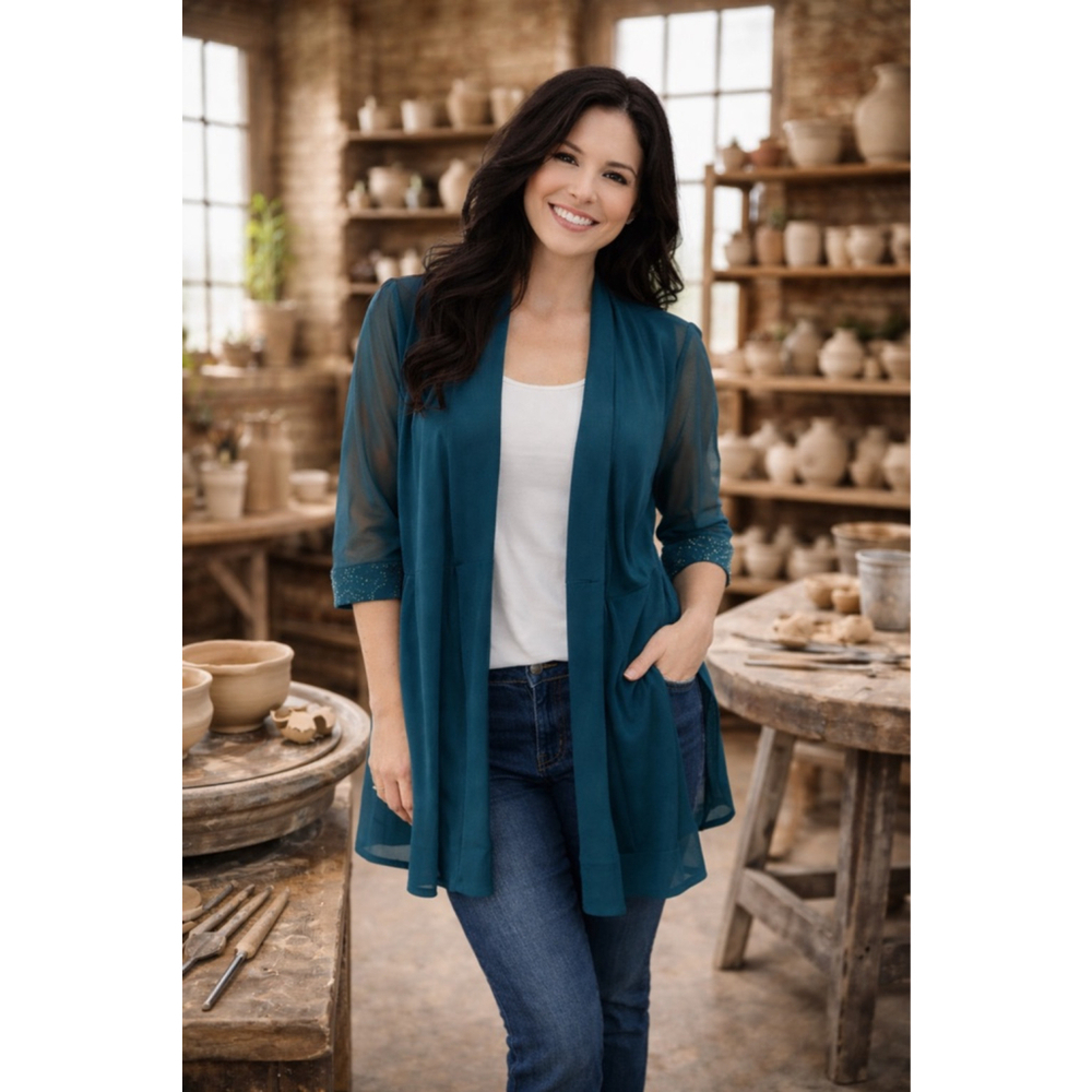 Women's R&M Richards Teal Cardigan MP